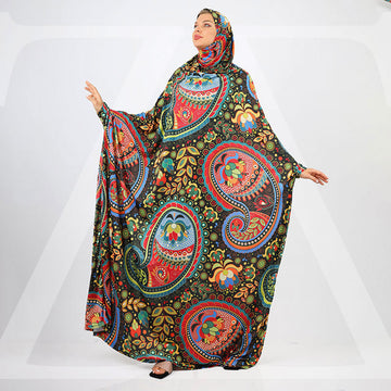 ثوب صلاة چيرسيه كويتي- مطبوع عملي مع غطاء الرأس