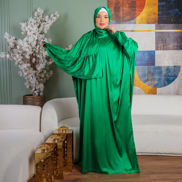 Armani - Practical plain silky satin prayer dress with headscarf