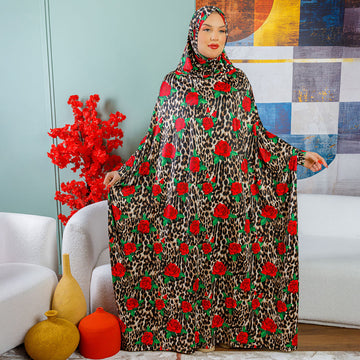 Practical Kuwaiti Jersey prayer dress with headscarf- Printed