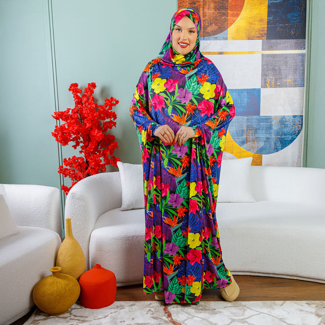 ثوب صلاة چيرسيه كويتي- مطبوع عملي مع غطاء الرأس