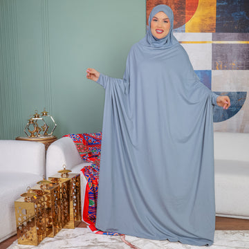 ثوب صلاة بحريني - ساده عملي مع غطاء الرأس