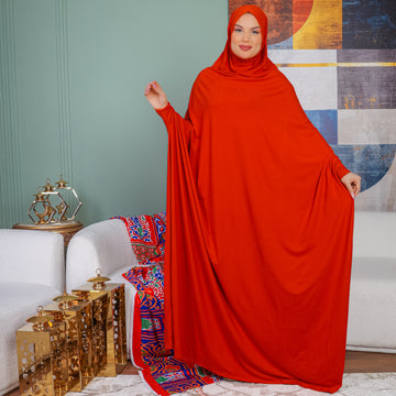 ثوب صلاة بحريني - ساده عملي مع غطاء الرأس