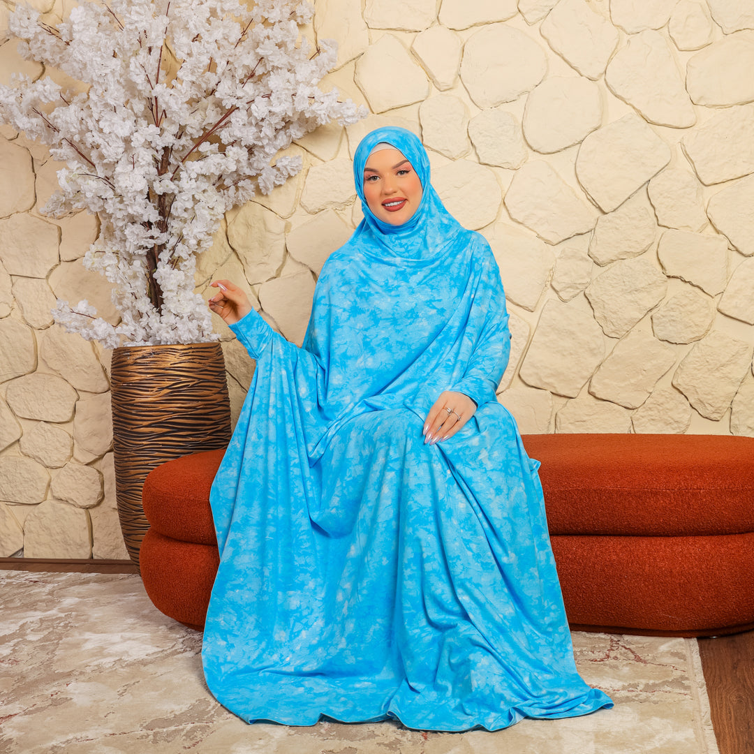 ثوب صلاة بحريني - مطبوع عملي مع غطاء الرأس