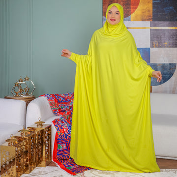 ثوب صلاة بحريني - ساده عملي مع غطاء الرأس