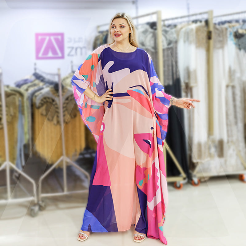 چلابية دبي شيفون - مطبوع