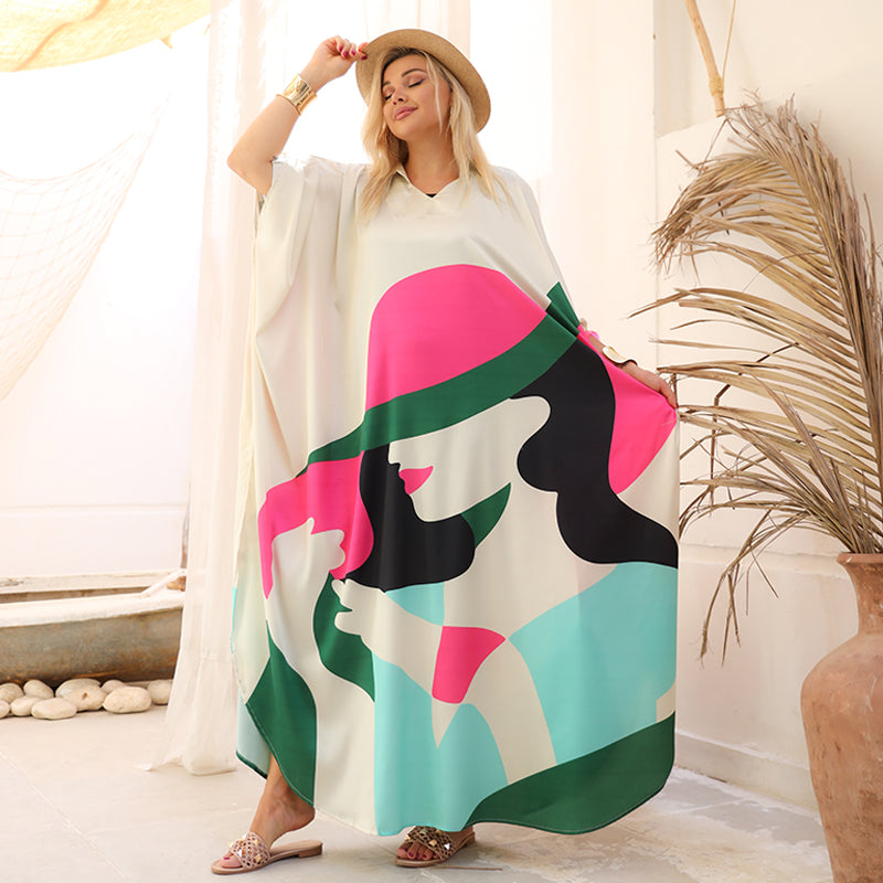 Silky Satin dress -butterfly design - printed