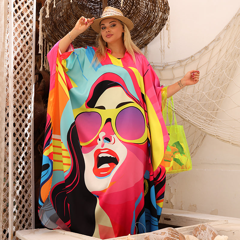 Silky Satin dress -butterfly design - printed