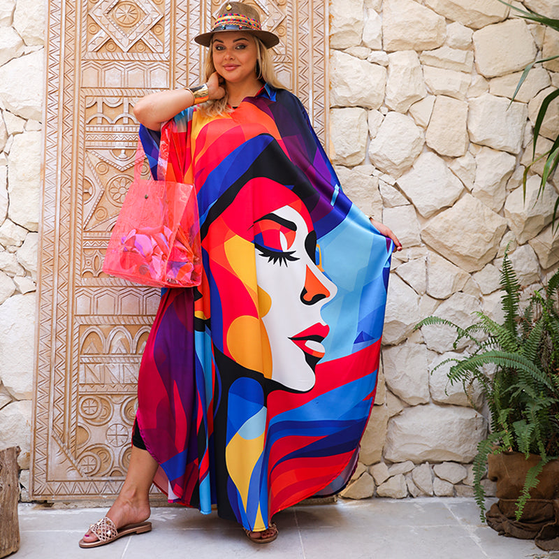 Silky Satin dress -butterfly design - printed