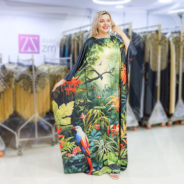 Dubai Silky Satin Jalabiya - Printed