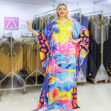 Dubai Silky Satin Jalabiya - Printed