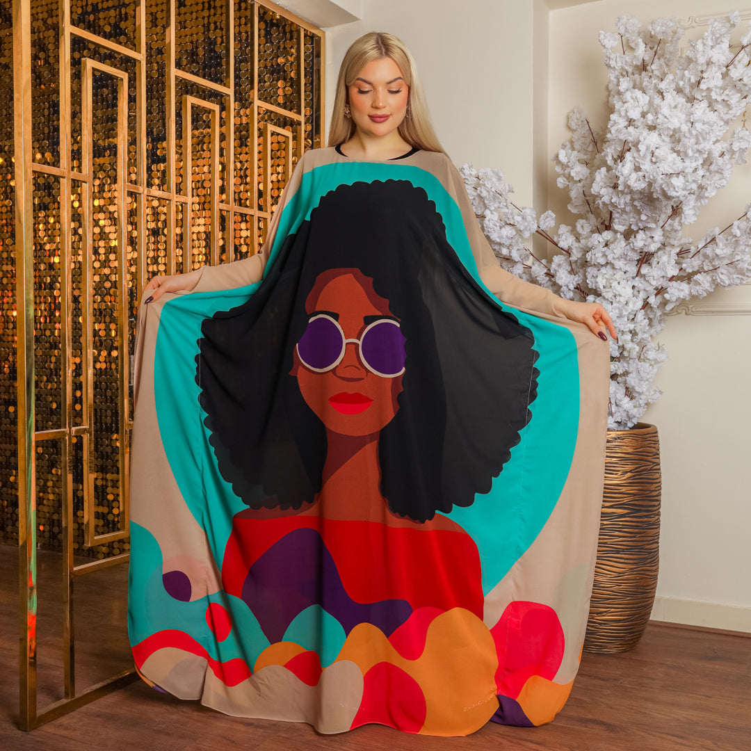 چلابية دبي شيفون - مطبوع