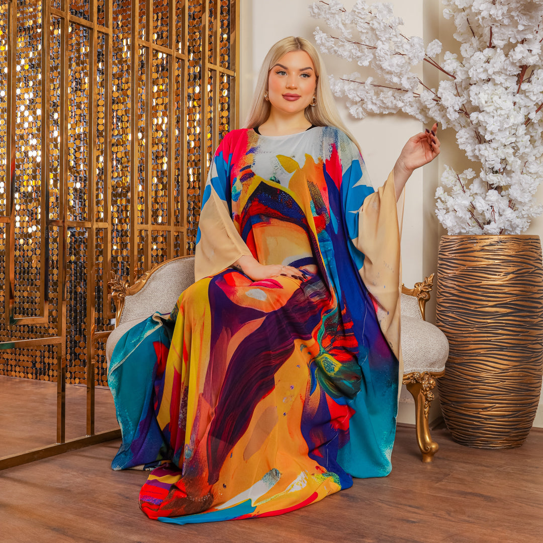 چلابية دبي شيفون - مطبوع