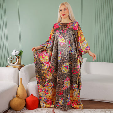 Dubai Silky Satin Jalabiya - Printed