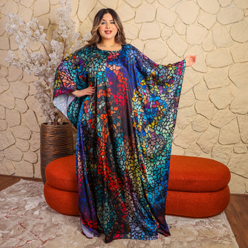 Dubai Silky Satin Jalabiya - Printed