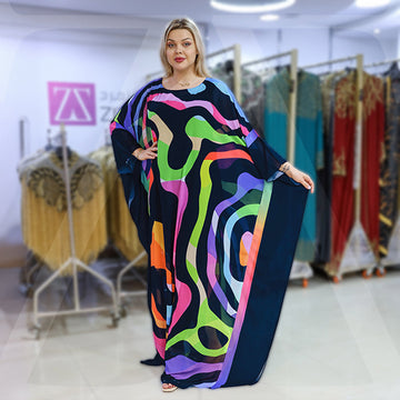 Dubai Silky Satin Jalabiya - Printed
