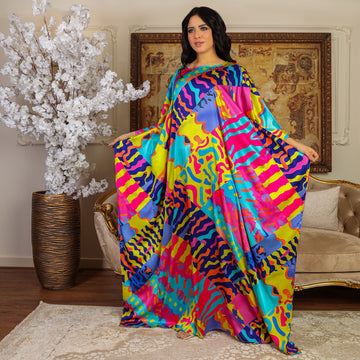 Dubai Silky Satin Jalabiya - Printed