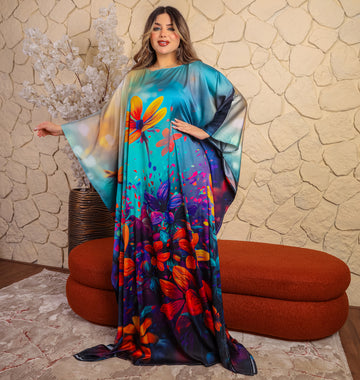 Dubai Silky Satin Jalabiya - Printed
