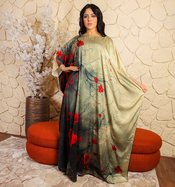 Dubai Silky Satin Jalabiya - Printed