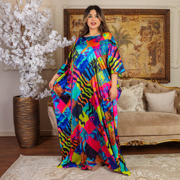 Dubai Silky Satin Jalabiya - Printed