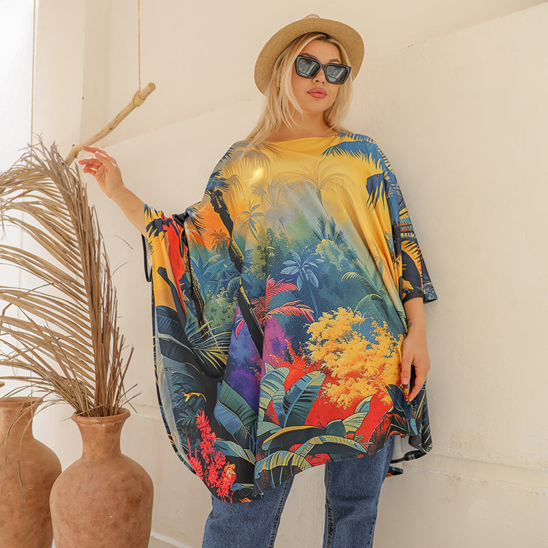 Autumn poncho - printed
