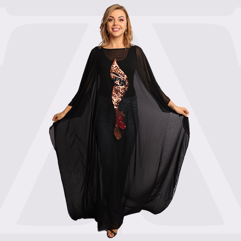 چلابية دبي شيفون - تطريز