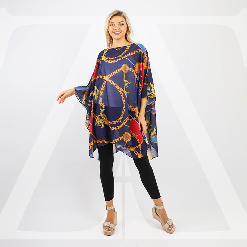 Chiffon Poncho - Printed