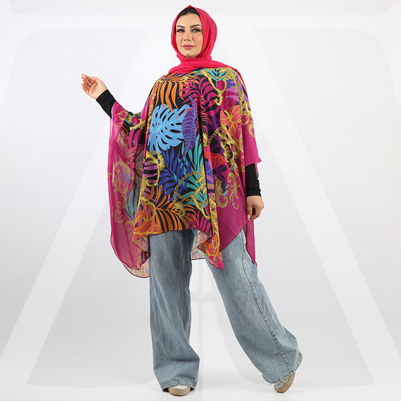 Chiffon Poncho - Printed