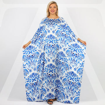 Dubai Silky Satin Jalabiya - Printed