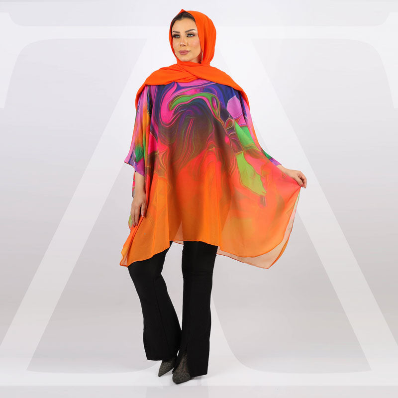 Chiffon Poncho - Printed