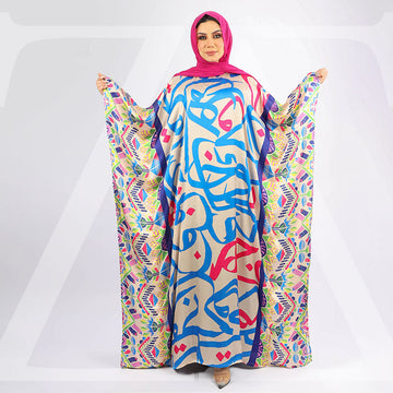 Dubai Silky Satin Jalabiya - Printed