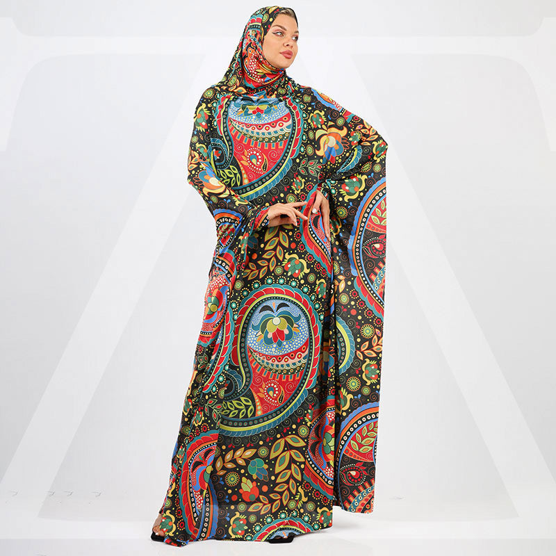 ثوب صلاة چيرسيه كويتي- مطبوع عملي مع غطاء الرأس
