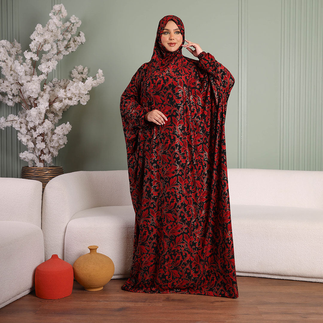 ثوب صلاة چيرسيه كويتي- مطبوع مع غطاء الرأس