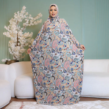 ثوب صلاة چيرسيه كويتي- مطبوع  مع غطاء الرأس