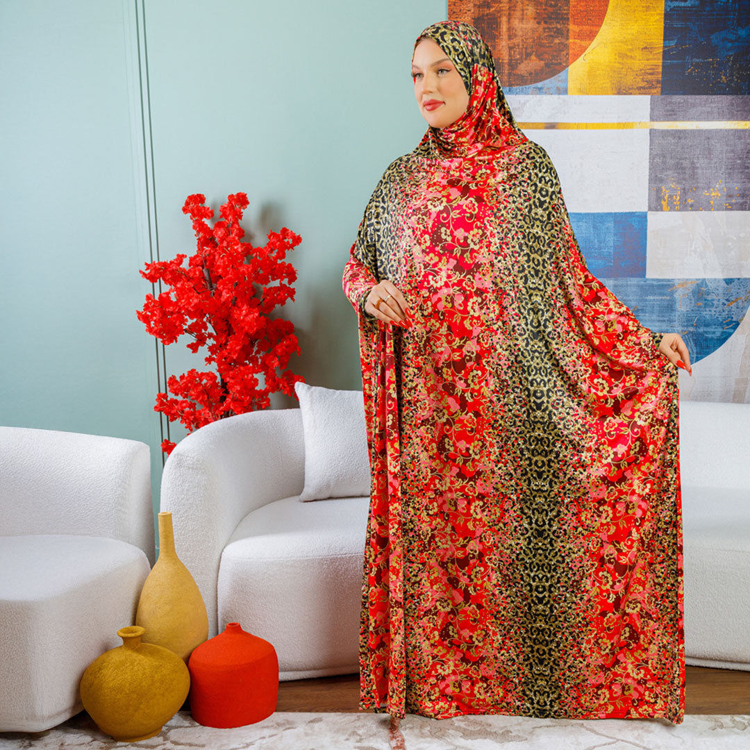 ثوب صلاة چيرسيه كويتي- مطبوع عملي مع غطاء الرأس