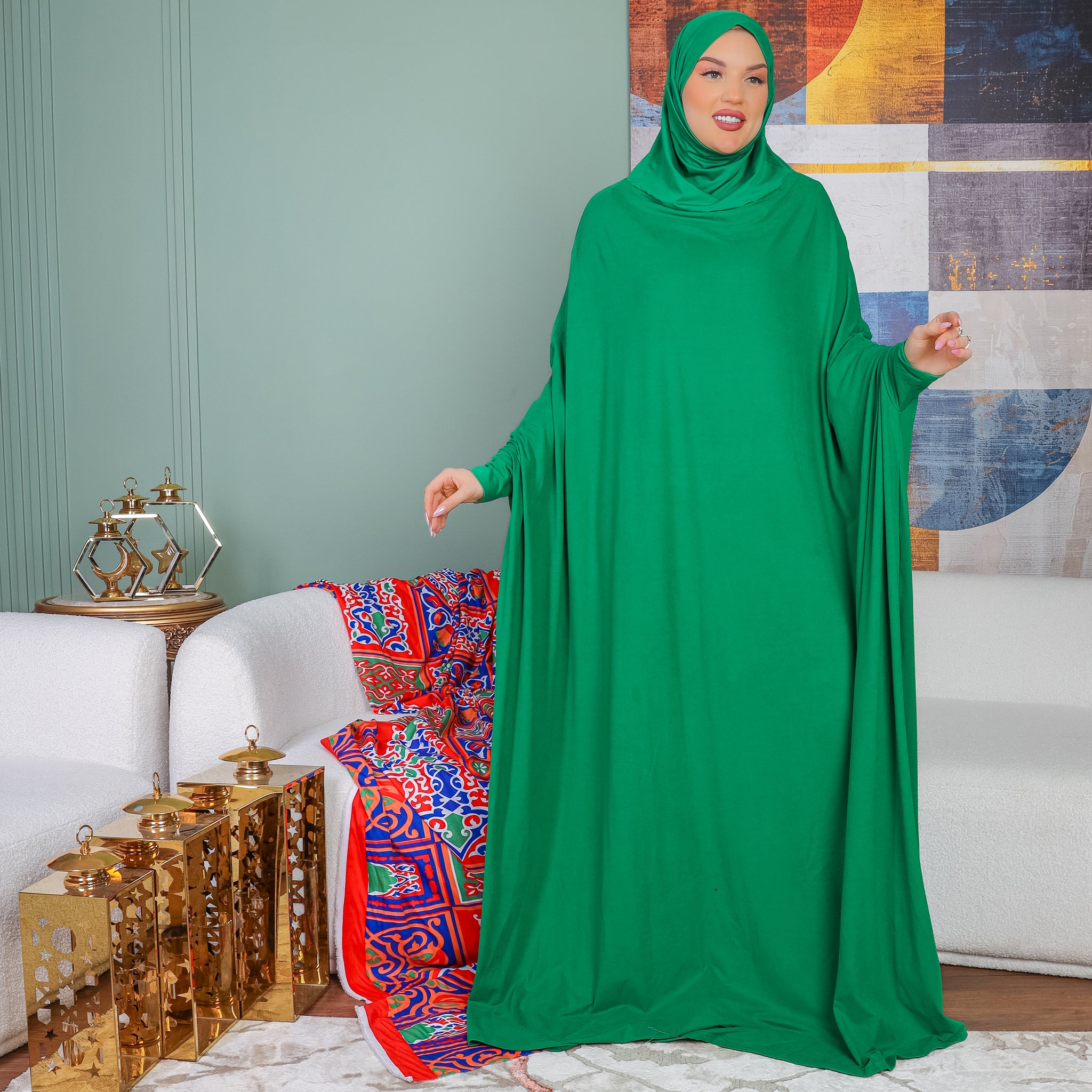ثوب صلاة بحريني - ساده عملي مع غطاء الرأس