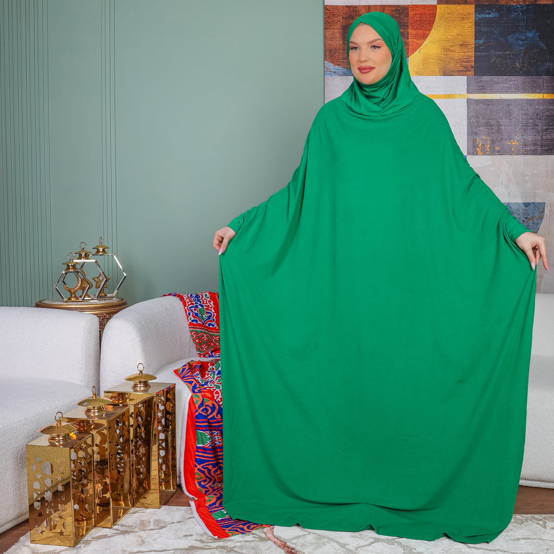 ثوب صلاة بحريني - ساده عملي مع غطاء الرأس