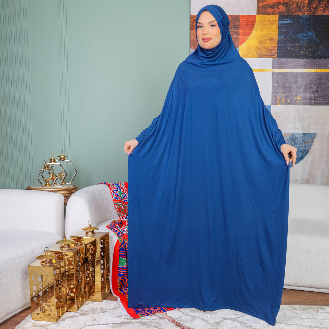 ثوب صلاة بحريني - ساده عملي مع غطاء الرأس