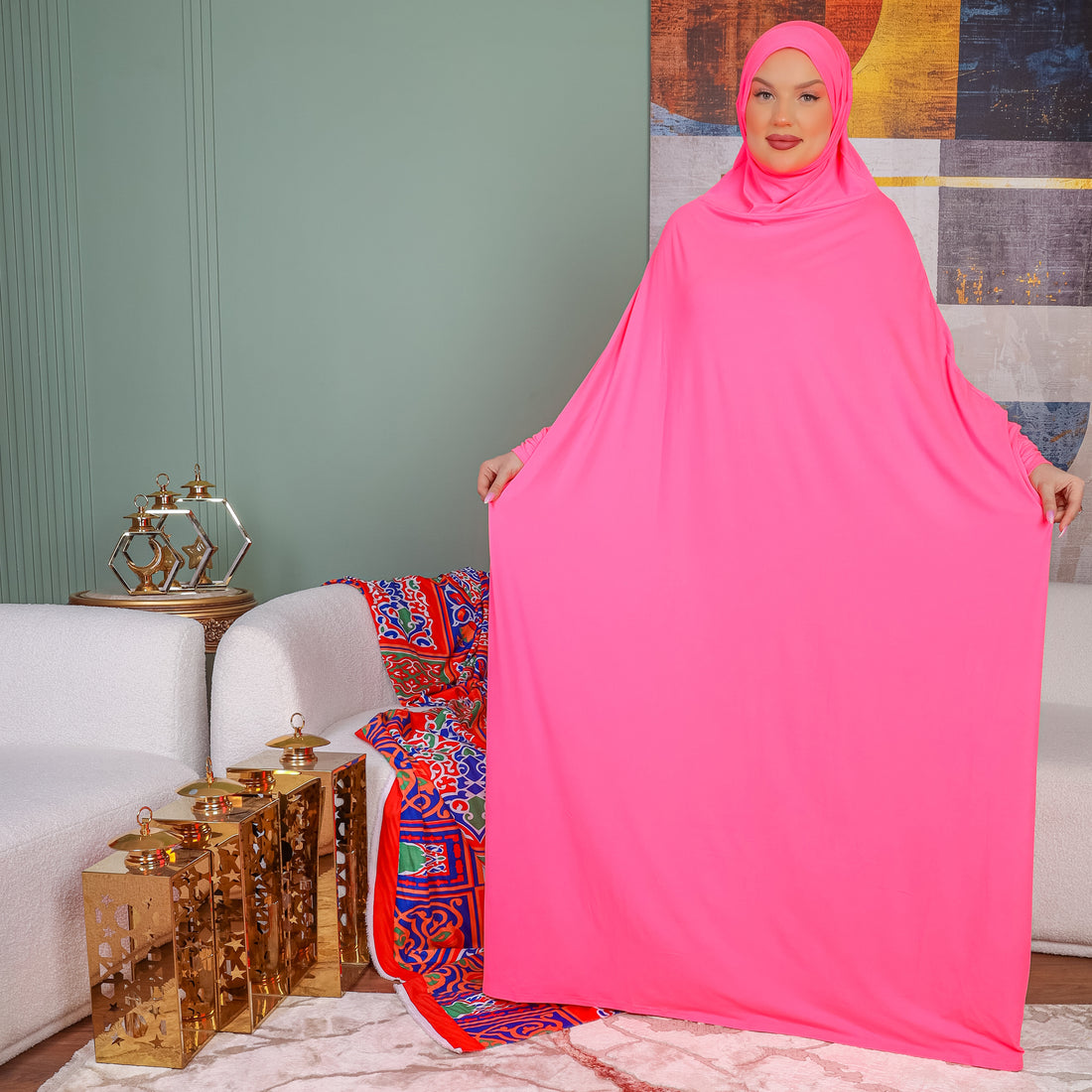 ثوب صلاة بحريني - ساده عملي مع غطاء الرأس