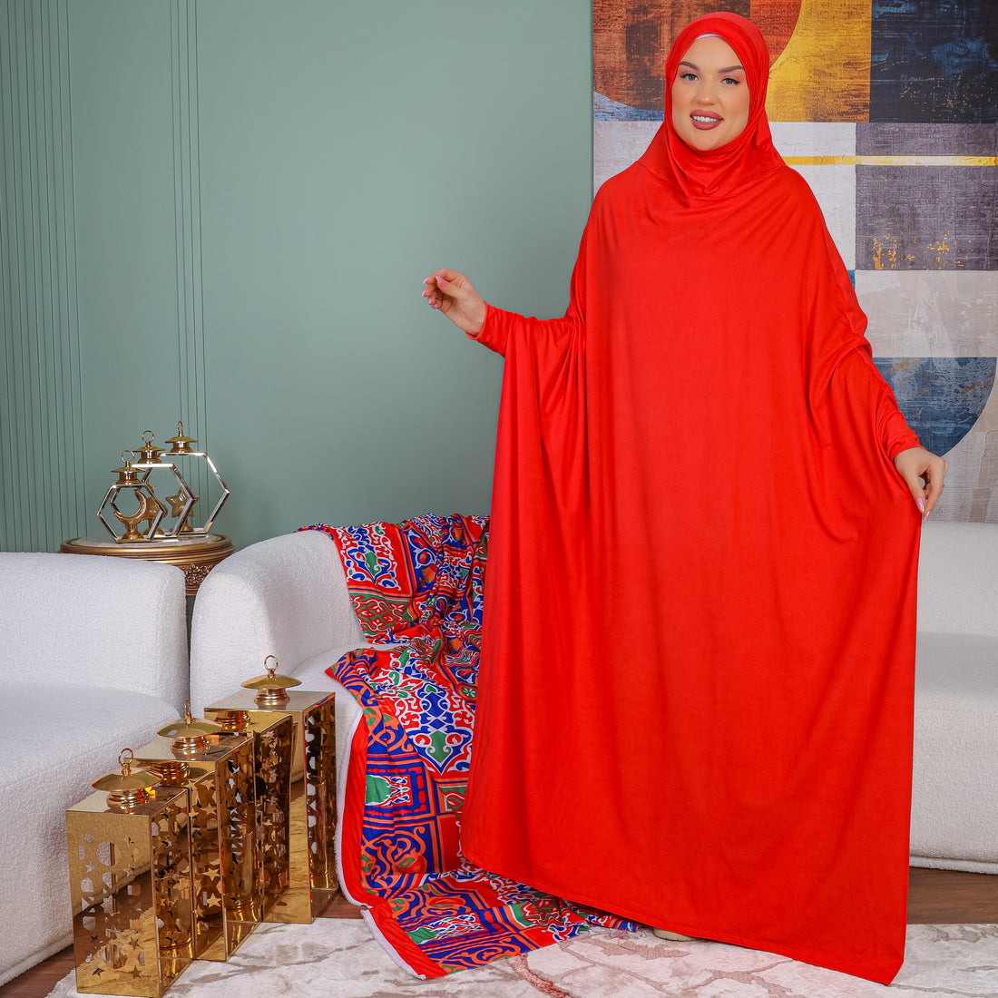 ثوب صلاة بحريني - ساده عملي مع غطاء الرأس