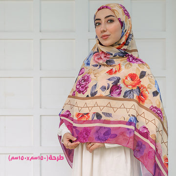 شيلة شيفون مربع - مطبوع