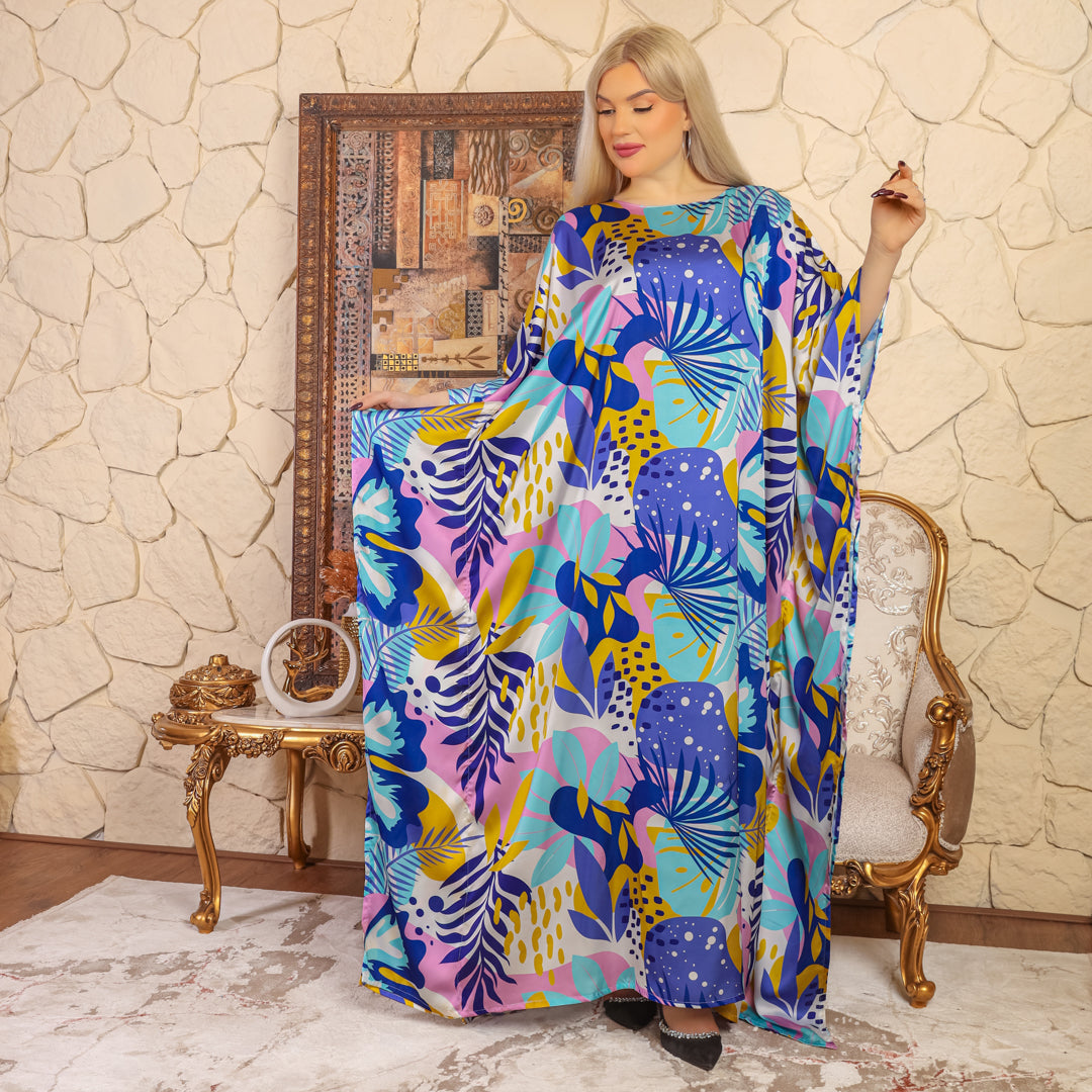 Dubai Silky Satin Jalabiya - Printed