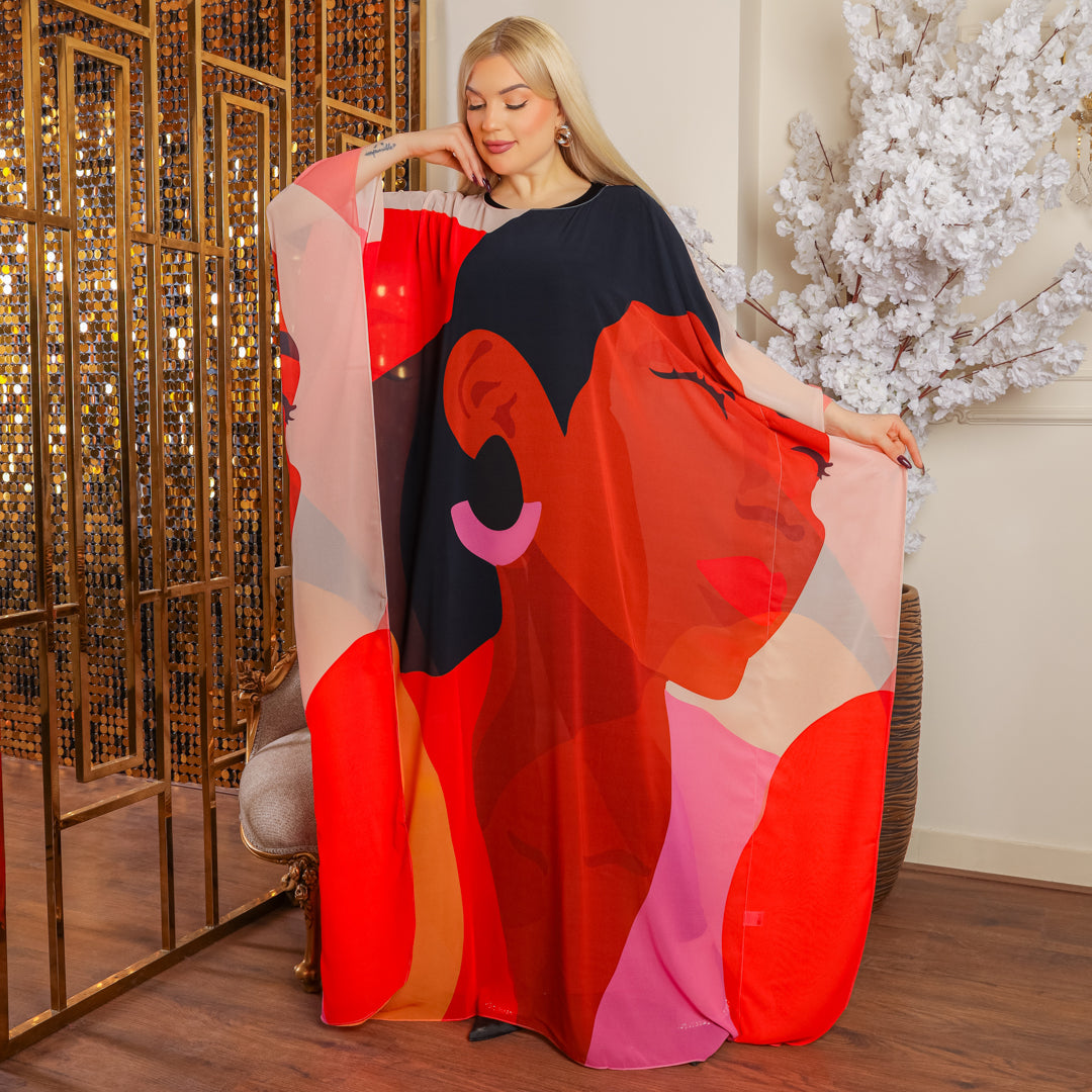 Dubai Chiffon Jalabiya- Printed