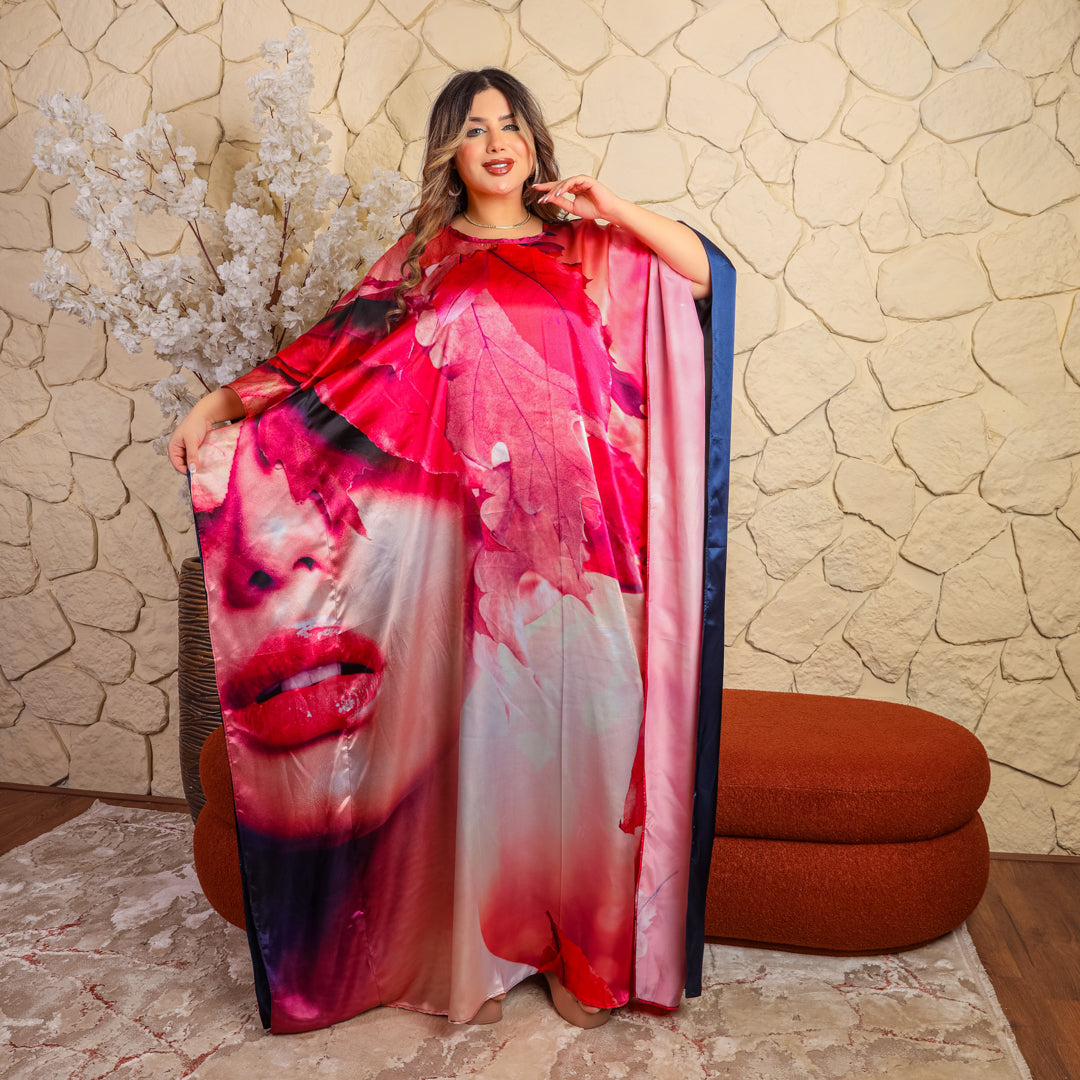Dubai Silky Satin Jalabiya - Printed