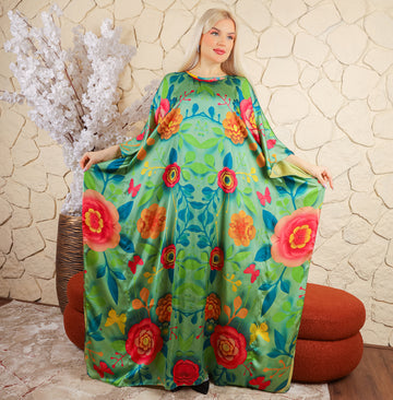 Dubai Silky Satin Jalabiya - Printed