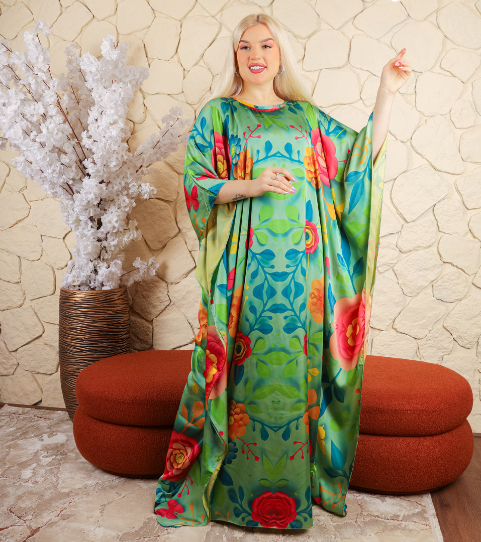 Dubai Silky Satin Jalabiya - Printed