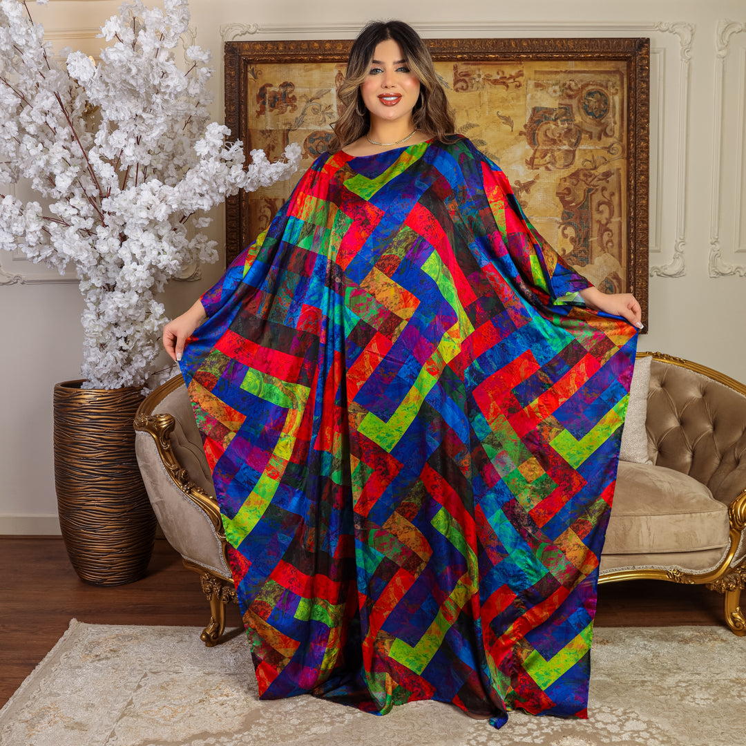 Dubai Silky Satin Jalabiya - Printed