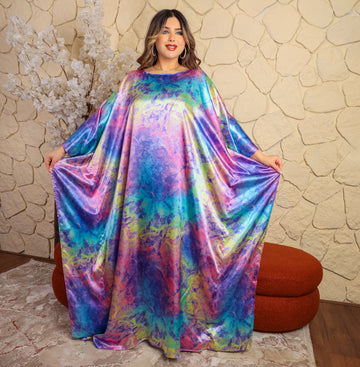 Dubai Silky Satin Jalabiya - Printed