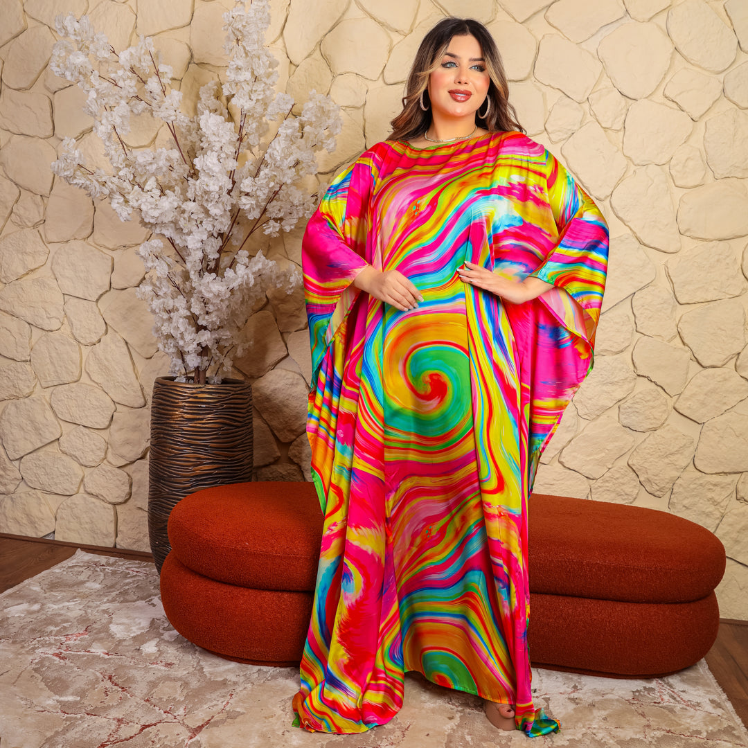 Dubai Silky Satin Jalabiya - Printed
