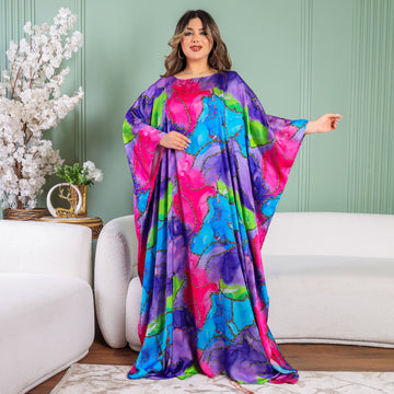 Dubai  Silky Satin Jalabiya - Printed