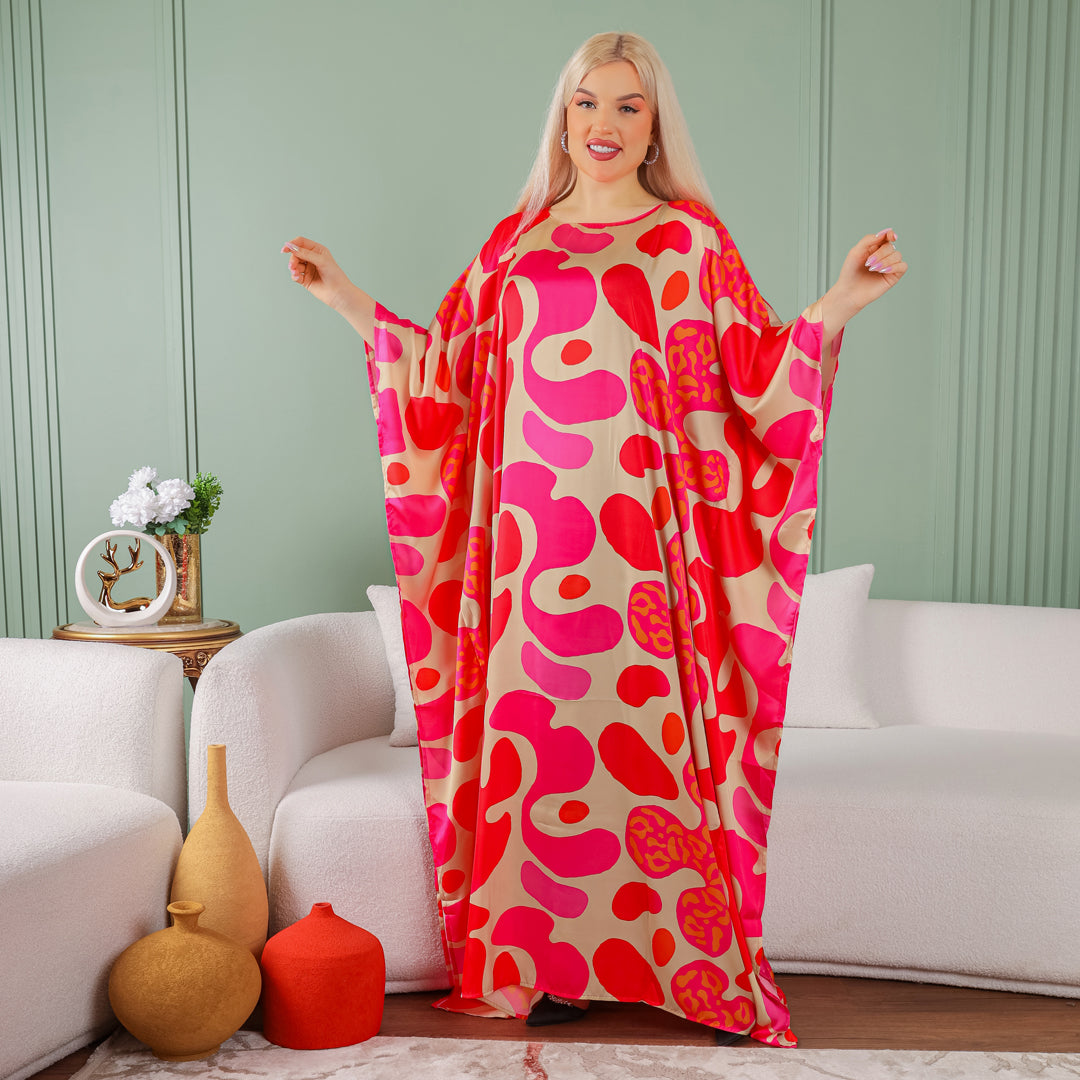 Dubai Silky Satin Jalabiya - Printed